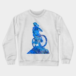 Downhill mountain bike girl blue art Crewneck Sweatshirt